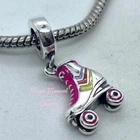 ROLLER SKATE European Charm & Gift Pouch - Sterling Silver S925 - Skater Retro