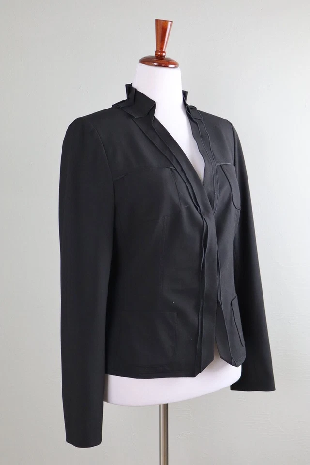 Chaqueta Top ELIE TAHARI $398 Forrada Estructurada Plisada a Presión Talla US 10 Foto 2 de 4