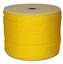 1/4-Inch by 250-Feet Hollow Braid Polypro Rope, Yellow, Easy to splice