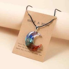 7 Chakra Natural Stone Orgone Pendant Orgonite Unisex Healing Reiki Necklace
