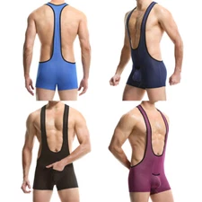 Sexy Men Fitness Jockstrap Leotard Underwear Jumpsuit Wrestling Singlet Bodysuit