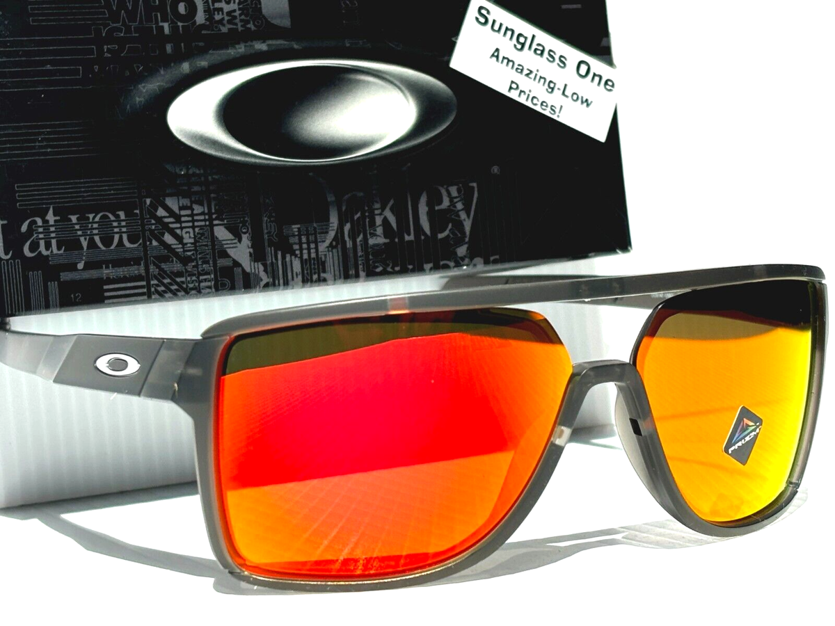 NEW Oakley CASTEL Matte Smoke Grey Frame PRIZM Ruby Mirror Lens