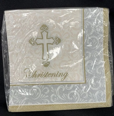 Divinity Christening Pattern16 3-Ply Beverage Napkins Baptism - Image 1 of 2