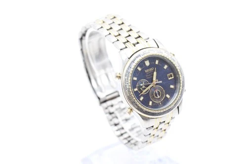 F Vintage Gents Seiko World Timer Chronograph 6M15-901O Quartz Wristwatch, Works