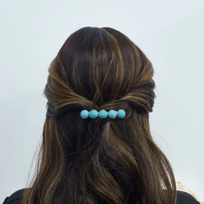 FAUX  TURQUOISE  HAIR  BARRETTES SET 