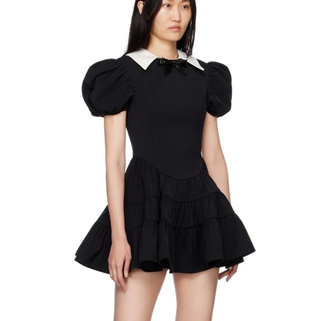 shushu/tong black bow mini dress New Shushu/Tong Black Beaded Bow Minidress Size Small