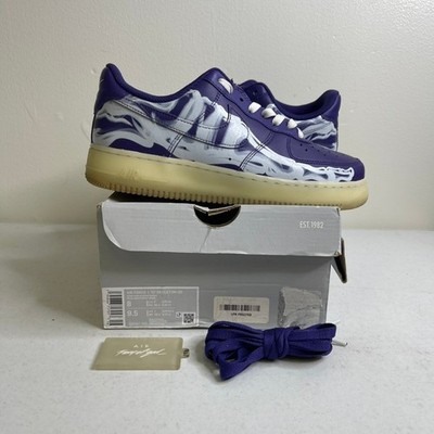 Size 8 - Nike Air Force 1 Low '07 QS Purple Skeleton Halloween (2021)