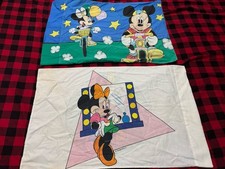 VTG Mickey Minnie Mouse Two Different Pillowcases Pillow Cases Cute SEE INF PICS