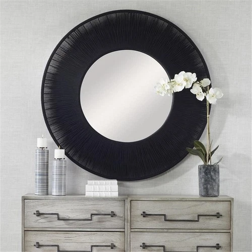 Uttermost Sailors Knot Round Coastal Iron Rope and MDF Wood Mirror in Dyed Black - Picture 2 of 7