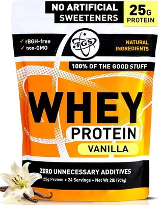 TGS Nutrition Vanilla Whey Protein Powder 2lb - No Artificial Sweeteners, All Na