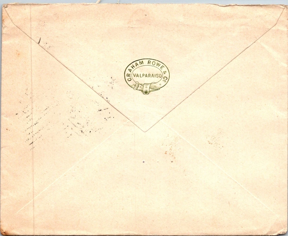 智利 1922 年邮政封面 ADDR 美国通过海邮和海报 VALPARAISO MARITIMA — 第 2/2 张图片