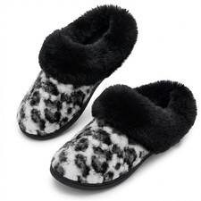 ULTRAIDEAS Cozy House Slippers for Women Soft Comfy Polar Fleece 7-8, Black