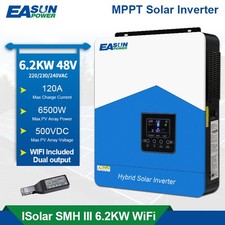 Easun 6.2KW Hybrid Solar Inverter Off-Grid 48V MPPT 120A 240VAC PV 60-450VDC UK