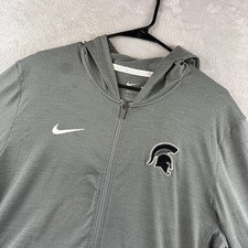 Michigan State Spartans Team Issue Jacket Mens Large Gray Nike Hoodie Full Zip