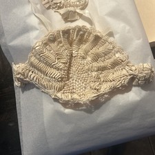 2 Antique Hand Tatted Lace Crocheted Lace Baby Bonnets In Original Brandies Box