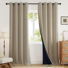 Blackout Curtains 108 Inches Long 2 Panels for Living Room, Grommet Linen-Look T