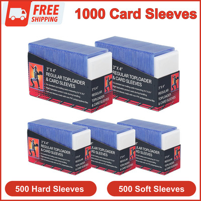 1000 Card Sleeves Top Loaders for Cards 3X4'' Baseball Card Protectors Toploaders