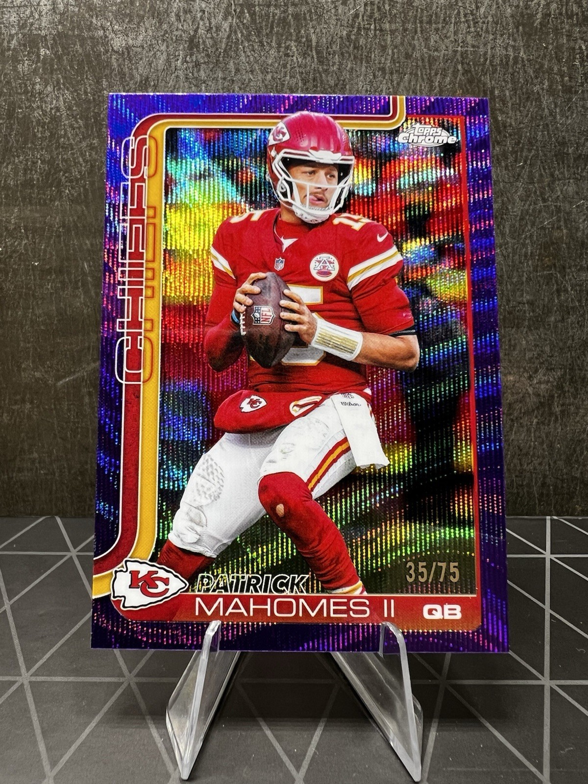 2025 Topps Chrome Football Patrick Mahomes II #148 Purple Wave Refractor /75
