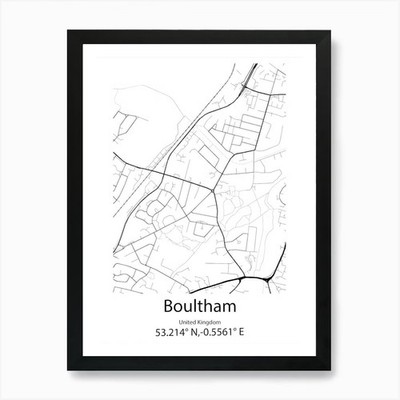 Boultham, Vereinigtes Königreich minimalistisches gerahmtes Wandbild Poster Leinwanddruck Bild