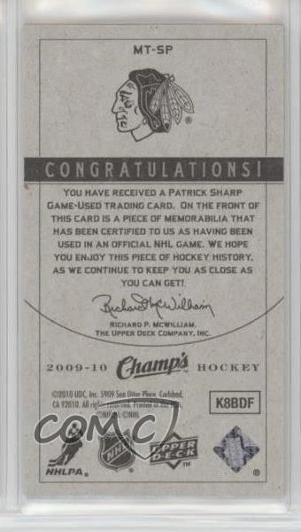 2009-10 Upper Deck Champ's Mini Threads Patrick Sharp #MT-SP - Image 2 of 2