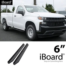 APS Running Board Black 6" Fit Silverado Sierra Regular Cab 19-26