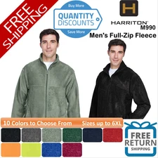 🔥 Harriton Men Full-Zip Fleece Front-zip pockets Jacket Up To 6XL M990