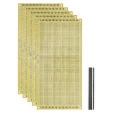 5Pcs 25x13cm PCB Board 2.54mm Spacing 1.1mm Thick W 40-Pin Headers, Yellow
