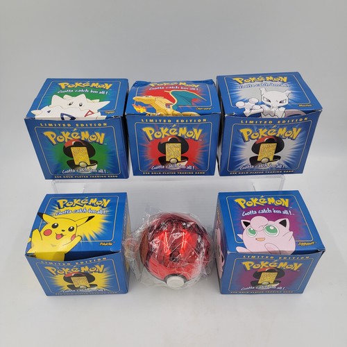 1999 Burger King POKÉMON 23K Gold-Plated Trading Card Set of all 6 with 2 Sealed