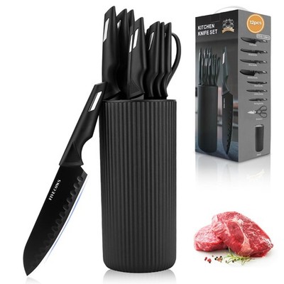 Knife Set,12-Piece Premium Kitchen Knife Set with Universal Knives Block,Anti...