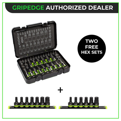 GripEdge Master RPT Hex Bit Allen Socket  38pc + Metric & SAE Hex Driver Set