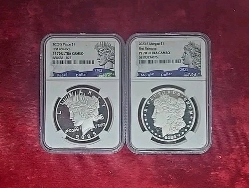 2023-S Peace $1 & 2023-S Morgan Proof Silver Dollars NGC PF-70