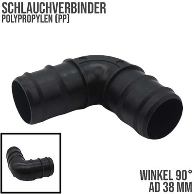 Schlauch Tülle Verbinder Stutzen Pool Schwimmbad Schlauch Winkel 90° Grad 38 mm