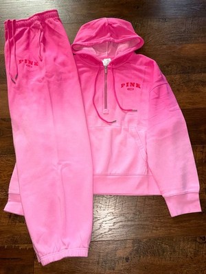 Victoria's Secret Pink Ombre Dip Dye Campus HZ Hoodie + Pants Pink