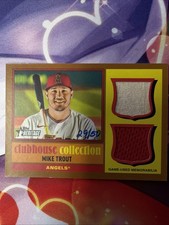 2025 Topps Heritage Clubhouse Collection Dual Relic Gold #CCSDRMT Mike Trout /50