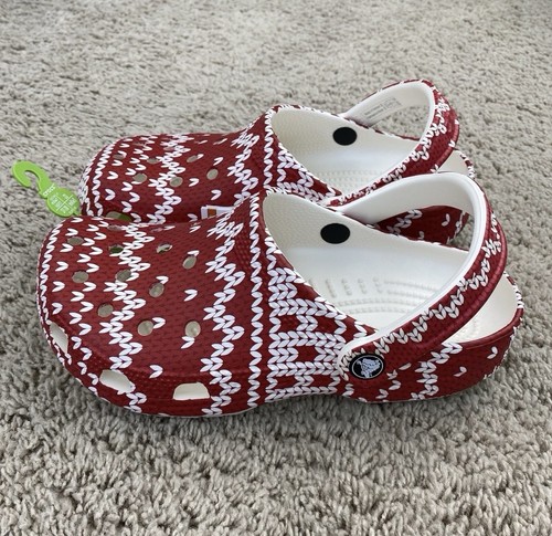 Crocs Classic Holiday Sweater Clogs Men’s 5, Women’s 7 Red & White Shoes 209237 - Bild 7 von 10