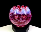 Fenton For LG Wright Cranberry Opalescent Daisy & Fern 3 7/8" Rose Bowl 1950-70
