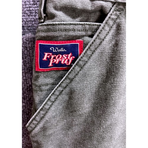 Walls Frost Pruf Mens Olive Green Flannel Lined Carpenter Pants Workwear 34x27 - Picture 2 of 8