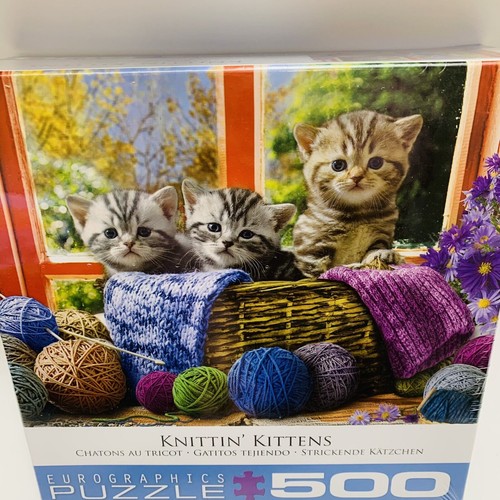 Knitting Kittens Jigsaw Puzzle 19x13 Kitty Cats Yarn Eurographics 500 Pieces NEW - Picture 4 of 6