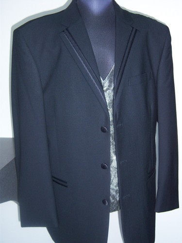 Black Perry Ellis Groove Tuxedo Jacket with Pant Option - Multiple sizes - Picture 2 of 8