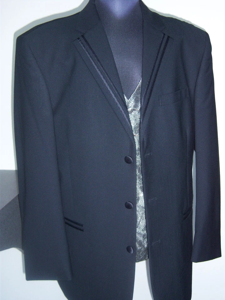 Black Perry Ellis Groove Tuxedo Jacket with Pant Option - Multiple sizes - Image 2 of 4