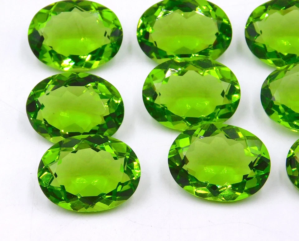 Lab Created Peridot Oval Cut Lot Loose Gemstone 13x18 MM For Jewelry P-428 - Image 4 of 4