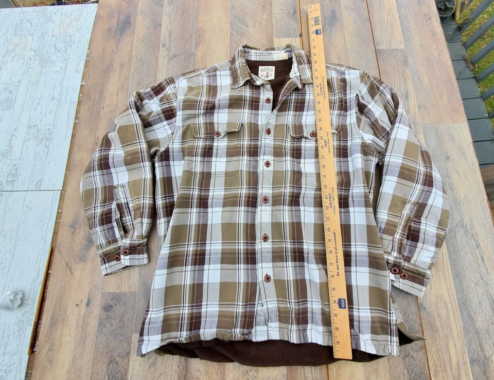 Camisa de manga larga de franela forrada de lana con botones a cuadros Red Head talla grande Foto 4 de 4