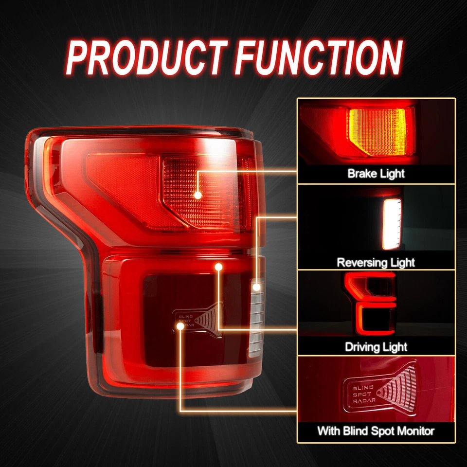 For Ford F150 2018 2019 2020 Left Driver Side LED Tail Light Brake W/Blind Spot Foto 3 de 4