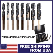 8 PCS HSS Cobalt Silver and Deming Drill Bits Set Large Size 9/16 inch to 1 inch
