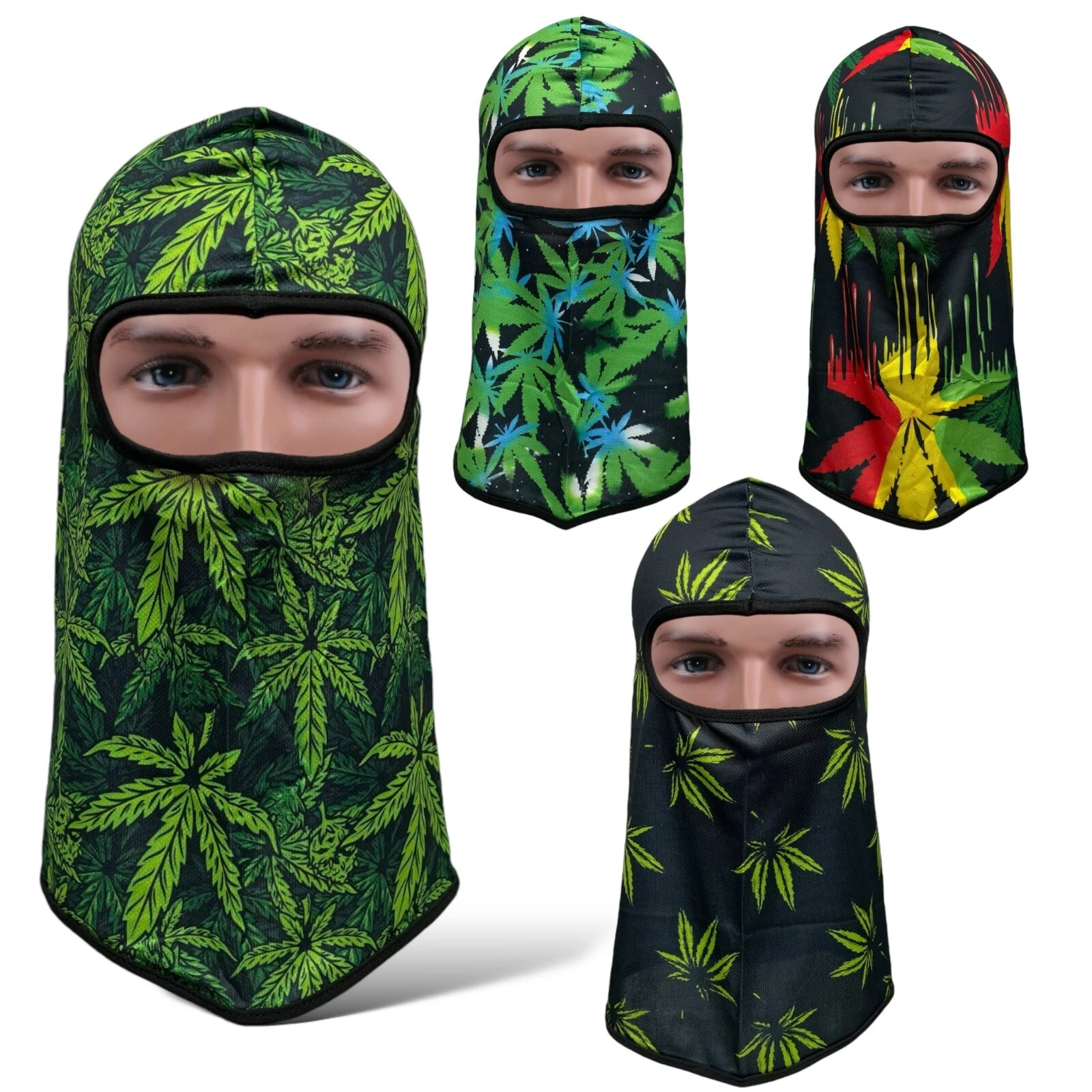 Multicolor Leaf Weed Balaclava Full Face Mask: UV Protection, Windproof