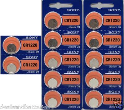 12 Sony CR1220 1220 3V Button Cell Watch Lithium Batteries