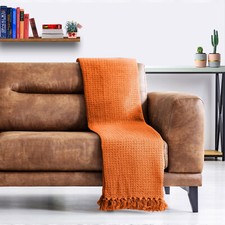 Large XL Plain Cotton Honeycomb Waffle Eco Recycled Blanket Chair Sofa Bed Throw