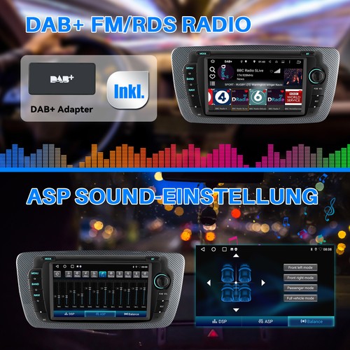 DAB+ Autoradio 32G Android 14 Carplay Navi RDS Für Seat Ibiza IV 6J 6P 2009-2013 - Bild 12 von 14