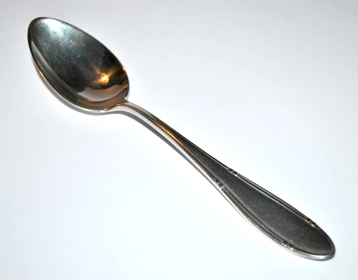DEETJEN Lot 6 cuillères de table Soupe vintage Métal argenté moderniste 21.5cm