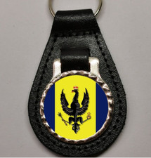 14th 20th Kings Hussars Military Army leather pear drop shape keyring